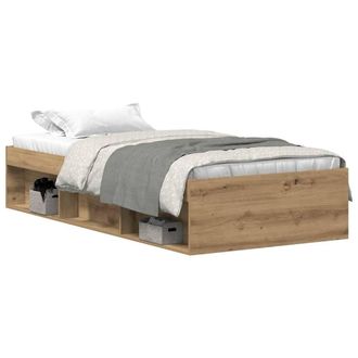 Berkfield Home Bed Frame without Mattress Artisan Oak 75x190 cm Engineered Wood in Brown