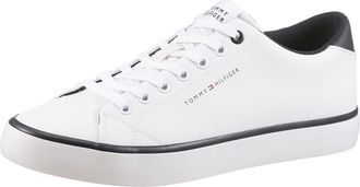 Tommy Hilfiger Sneaker TOMMY HILFIGER TH HI VULC CORE LOW LEATHER, Herren, Gr. 40, weiss (wei&szlig;), Leder, Lederimitat, unifarben mit Farbeinsatz, Schuhe Sneaker, Freiz