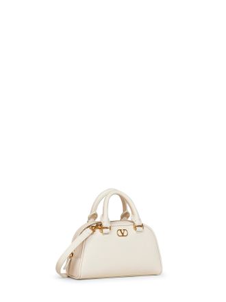 Valentino Garavani Womens Mini Dome Bag Vlogo Signature Light Ivory Calf Leather Handbags Hand