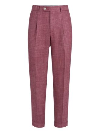 Brunello Cucinelli pleated trousers - men - Virgin Wool/Silk/Eco Linen - 50 - Pink