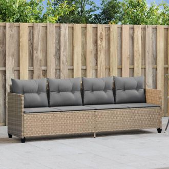 vidaXL Tumbona Con Cojines Rat&aacute;n Sint&eacute;tico Beige Vidaxl