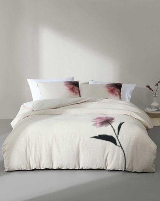 Calvin Klein Peony Linen-Blend Printed Duvet Set