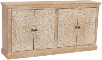 Wanderlust Deco Aparador de madera artesanal 4 puertas 180x40x90h cm