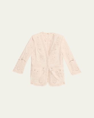 Kobi Halperin Lace Embroidered Cotton-Linen Jacket