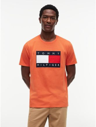 Tommy Hilfiger Mens Big Flag Logo T-Shirt - Orange - XXXL