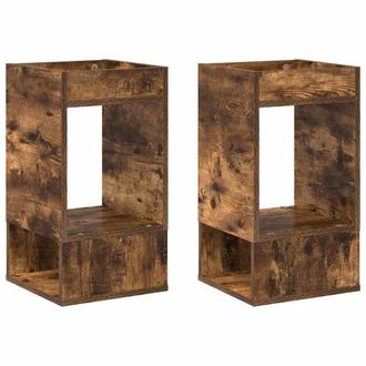 vidaXL Mesa Auxiliar 2 Pcs Roble Ahumado 30 X 30 X 56 Cm Vidaxl