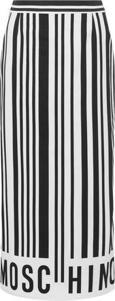 Moschino logo-print striped skirt - women - Cotton - 38 - White