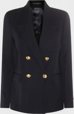 Palm Angels Womens Waistband Double Jacket Navy Gold - Size 2XS