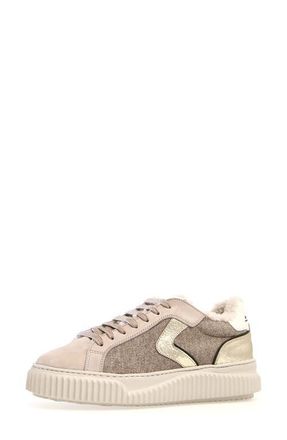 Voile Blanche Lipari Geniune Shearling Lined Sneaker in Cream Beige at Nordstrom, Size 10Us