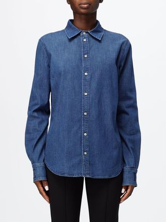 Elisabetta Franchi Camicia in cotone stretch con polsini logati e orlo curvo