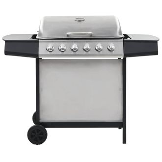 Berkfield Home Gas BBQ Grill with 6 Cooking Zones Stainless Steel Silver