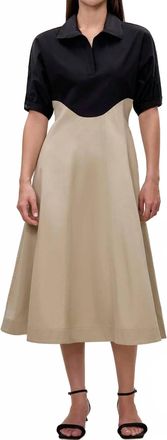 Rebecca Taylor Elspeth Colorblock Dress In Black/tan