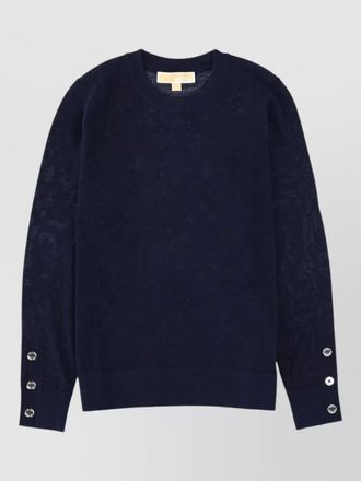 Michael Kors wool jersey top round neck buttons
