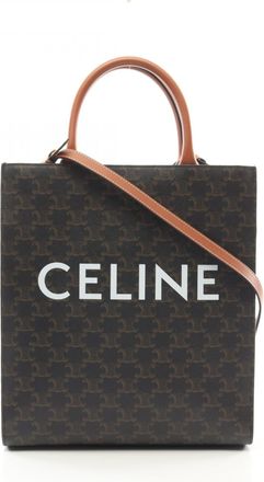 Celine Cabas Black Brown Coated Canvas Pvc Leather Tote Bag (Pre-Owned)
