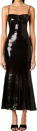 Nia Hawk Sequin Midi Dress In Black