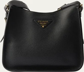 Prada Medium Daino Soft Leather Hobo Crossbody Bag