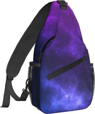 Generic Nebula And Shining Stars Cross Body Bag Anti Theft Sling Bag Trendy Chest Backpack For Workout Runner Shopping