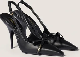 Miu Miu Leather slingback pumps with bow