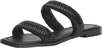 Dolce Vita Womens Dolce Vita Inya Sandals Black Woven Straps Square Toe Slide ZAP2099