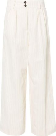 AllSaints Payton striped twill trousers - women - Cotton/Linen/Flax/Recycled Polyester/Polyester - 10 - Neutrals