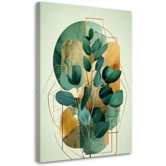 Artgeist Artgeist - Quadro su tela, Ramo Foglie Geometrico Verde Oro Astratto - 40x60