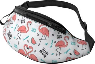 Generic Flamingo With Fruit Bum Bags Bum Bag Lightweight Fanny Pack For Running Shopping Cycling 14X35Cm