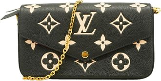 Louis Vuitton Beige Black Chain/Shoulder Wallet (Pre-Owned)