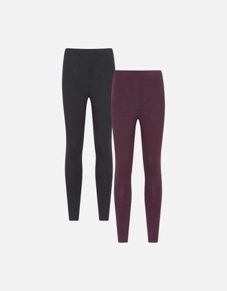 Mountain Warehouse Womens Mountain Warehouse Womens/Ladies Cotton Blend Midweight Leggings (Pack of 2) - Purple - Size: 18/32in