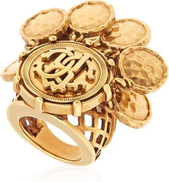 Roberto Cavalli Podium Coin Embellished Rc Ring, Size 12