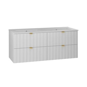 Petits Meubles Mueble doble lavabo encastrado 120cm paneles de melamina y mdf blanco
