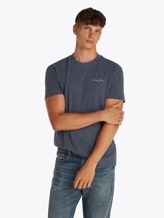 Tommy Jeans T-Shirt TOMMY JEANS TJM REG SIG SAILING SS TEE EXT, Herren, Gr. S, blau (schwarz night navy), Single Jersey, Obermaterial: 100% Baumwolle, unifarben, 