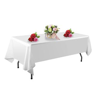 OEM Paquete De 2 Manteles Blancos, Rectangulares De Poli&eacute;ster De 153 X 260 Cm, Resistentes A Las Manchas Y Lavables, Ideales Para Bodas, Fiestas Y Banquet