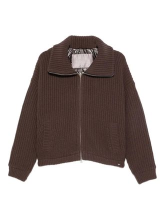 Herno ribbed zip-up cardigan - Brown