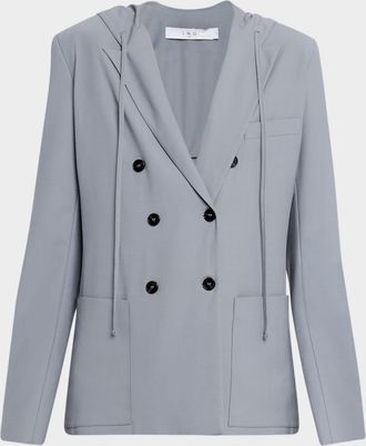 Iro Alula Double-Breasted Hooded Blazer