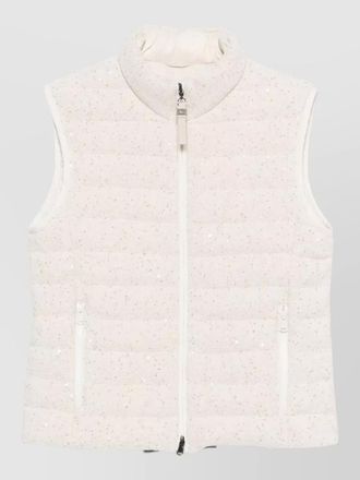 Brunello Cucinelli down vest high collar quilted textured
