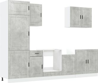 vidaXL Vidaxl - Conjunto De Armarios De Cocina porto De 7 Piezas En Madera De Ingenier&iacute;a Gris Hormig&oacute;n