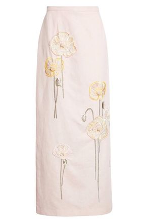 Bernadette Womens Norma Embroidered Poppies Skirt In Pink