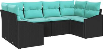 vidaXL Juego De Sof&aacute; 6 Uds. Negro Rat&aacute;n Sint&eacute;tico Vidaxl