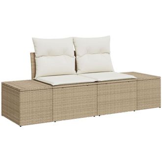 vidaXL Sof&aacute; De Jard&iacute;n Con Coj&iacute;n Beige 184 X 62 X 69 Cm Rat&aacute;n Sint&eacute;tico Vidaxl