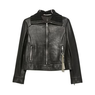 The Jack Leathers Leren jas met ribgevoerde kraag - Dames - Leren en Su&egrave;de Jassen - Zwart - S - Leer - Jassen
