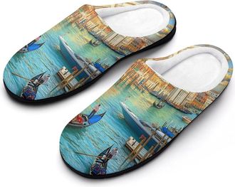 Generic Venice Grand Canal Mens Slippers Slip On Comfortable Fleece Cotton House Shoes Winter