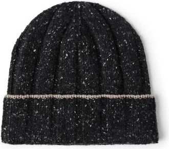 Brunello Cucinelli Cashmere rib knit beanie in Anthracite at Nordstrom, Size Xx-Large