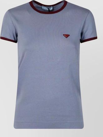 Prada cotton t shirt crew neck contrast trim