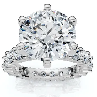 Pompeii3 Certified 5 1/2Ct Diamond Eternity Engagement Ring 14k White Gold Lab Grown