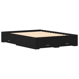 Berkfield Home Bed Frame with Drawers Black oak Engineered wood 140 x 190 cm