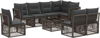 vidaXL Conjunto De Sof&aacute;s De Jard&iacute;n 9 Uds. Gris Rat&aacute;n Sint&eacute;tico Vidaxl