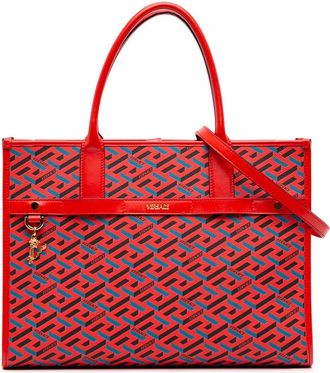 Versace Pre-owned Versace Multicolor Coated Canvas La Greca Tote Ladies V61NXVPL275KORHM