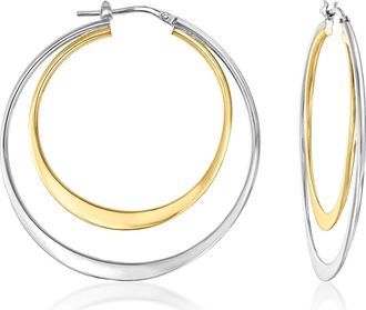 Ross-Simons Italian Sterling Silver and 18kt Gold Over Sterling Double-Hoop Earrings