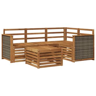 vidaXL Conjunto De Sof&aacute;s De Exterior 5 Pcs Natural 59 X 59 X 37 Cm Vidaxl