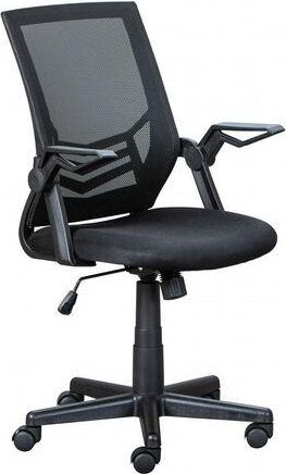 Dmora Sill&oacute;n De Oficina Regulable En Altura, En Tejido Negro, Con Asiento Acolchado Y Respaldo De Malla Con Soporte Lumbar, 59,5x57x90 / 100 Cm, Con Embalaj